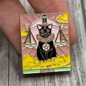 NEW Enamel Pin “Justice” Cat Tarot Divination Witchy Magic Goth